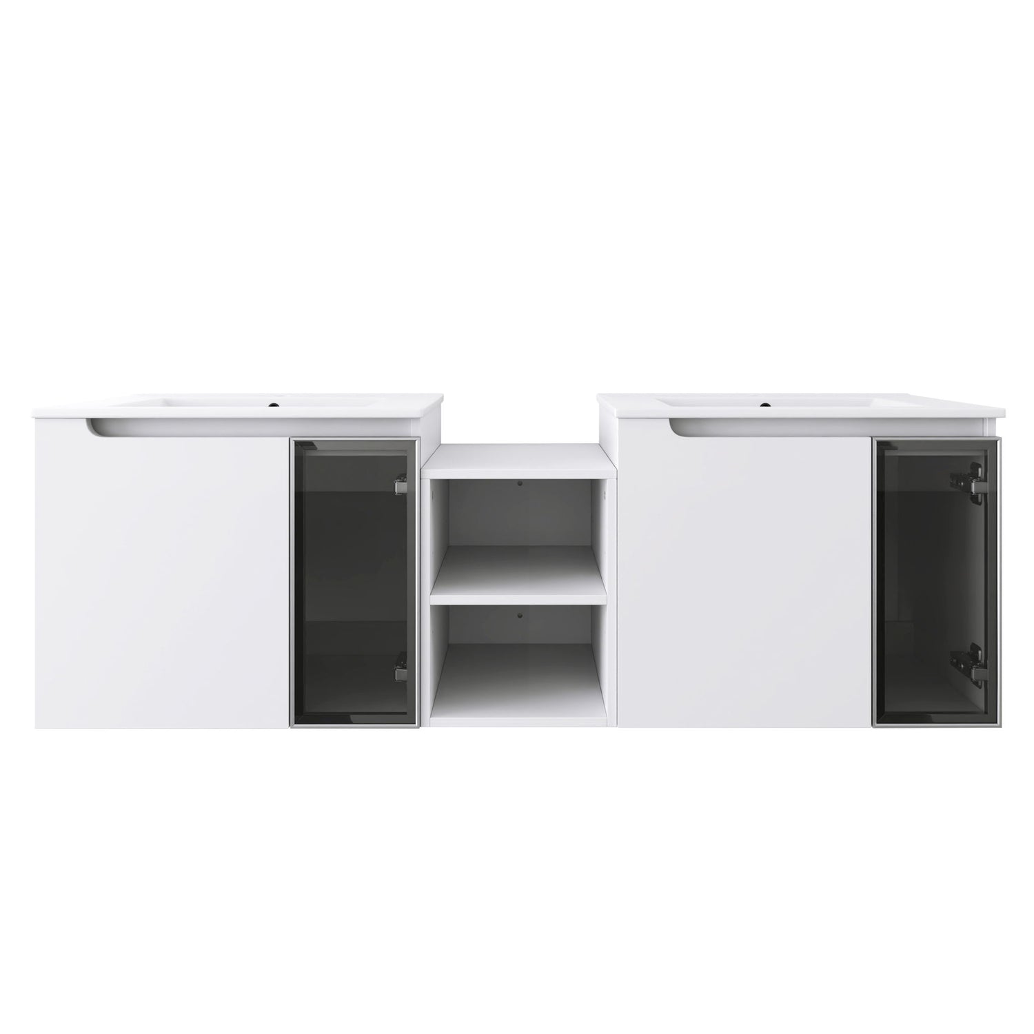 Wall Mounted Bathroom Vanity With Sink, Soft Close Doors, Cabinet &amp; Half Door