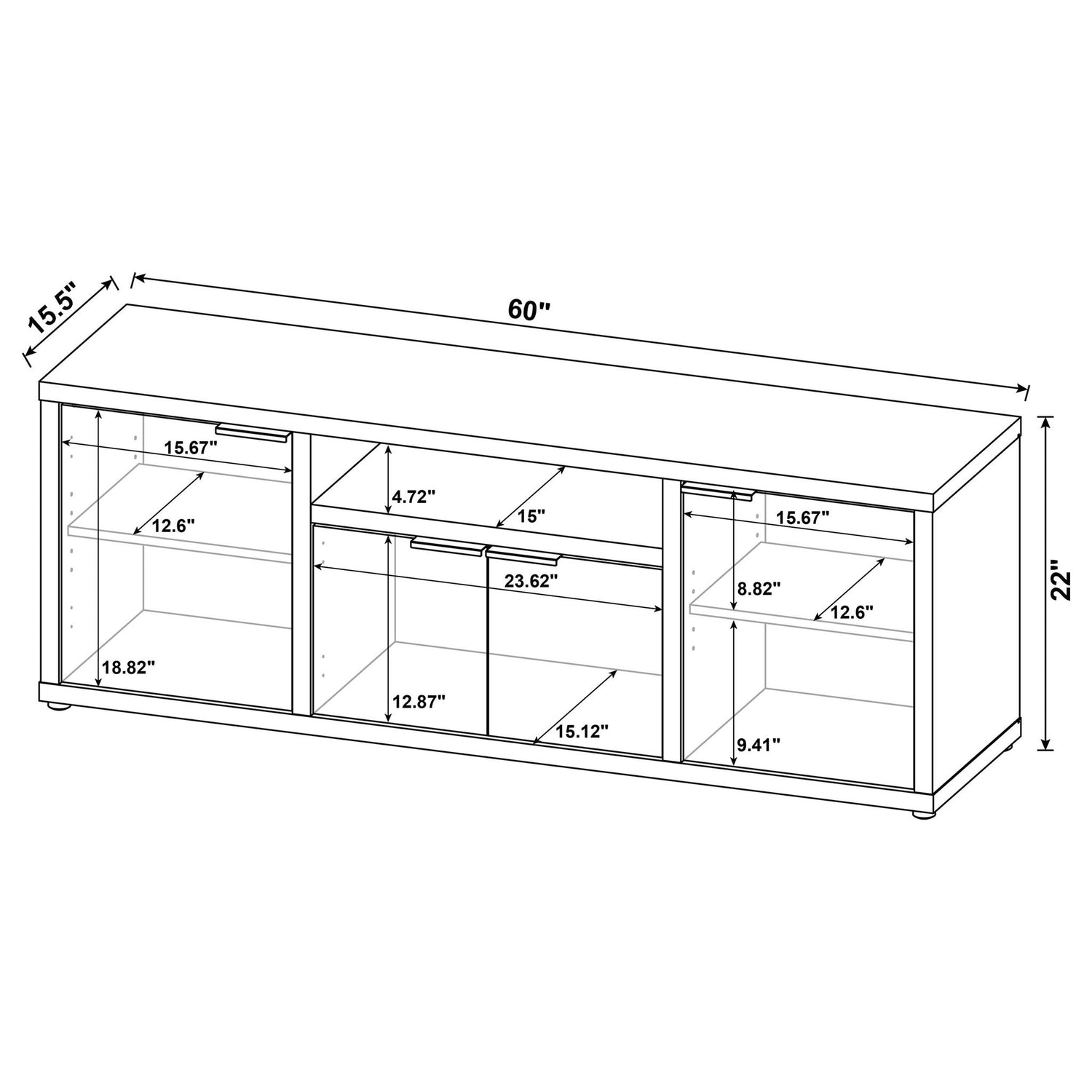 Noriega - 3 Piece TV Entertainment Center, Open &amp; Concealed Storage - Wood