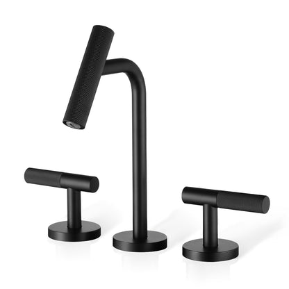 2 Handles Widespread 8&quot; Bathroom Faucet With Solid Brass Construction - Matte Black