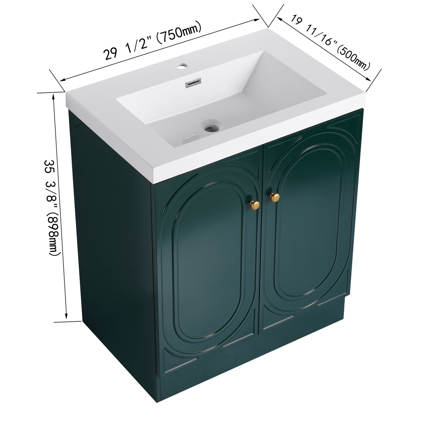 Contemporary Freestanding Bathroom Vanity With Resin Sink &amp; Soft-Close Cabinet Doors