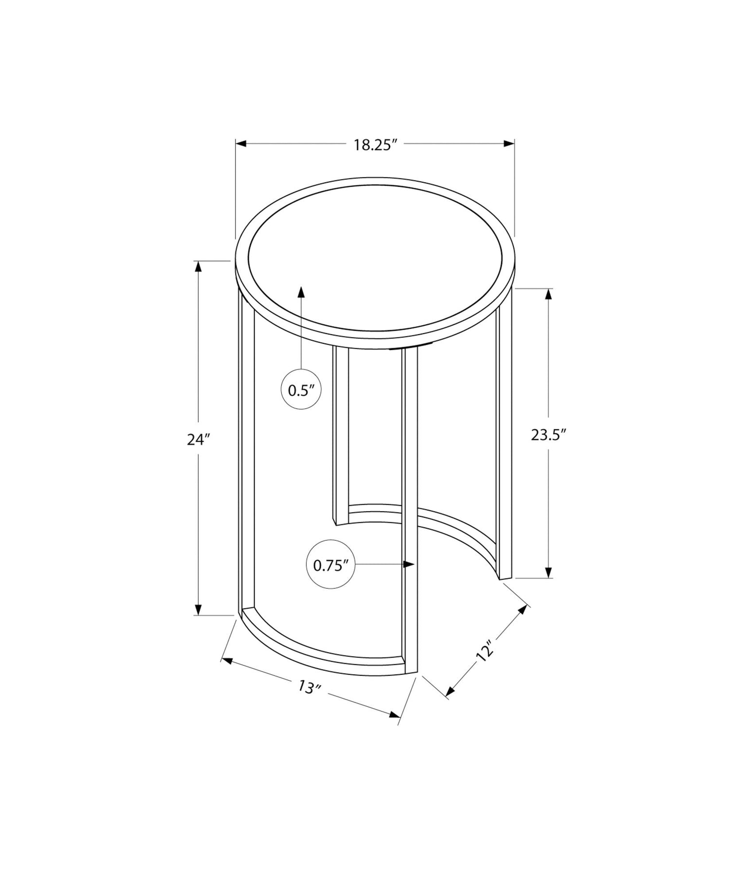 Round Accent Side Table, Contemporary &amp; Modern
