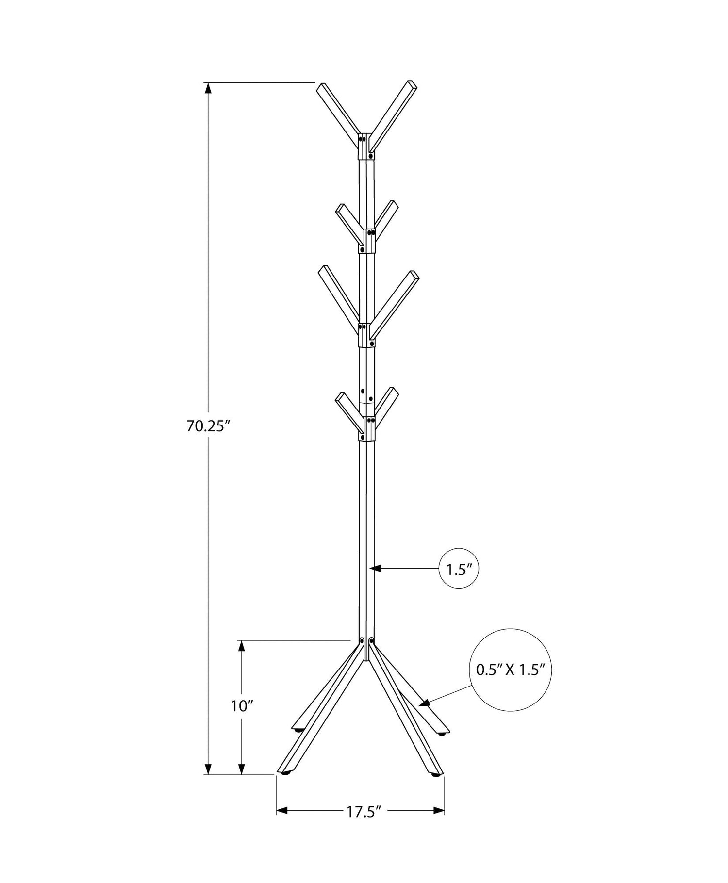 Coat Rack, Hall Tree, Free Standing, 8 Hooks, Entryway, Contemporary &amp; Modern