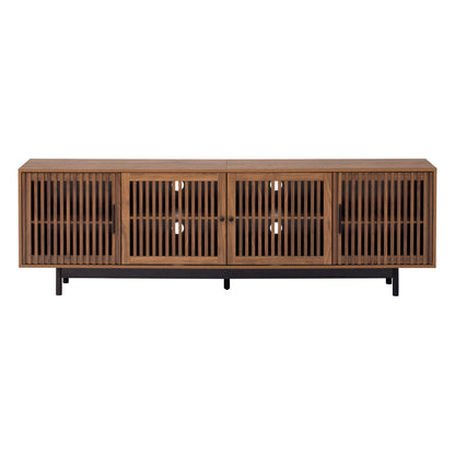 TV Stand For TVs, Entertainment Center With Closed Storage &amp; Cable Management, Soft Closing Hinges - Walnut