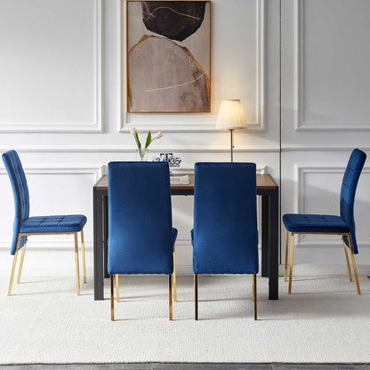 5 Pieces Dining Set Including Velvet High Back Golden Color Legs Nordic Dining Chair &amp; Creative Design Dining Table