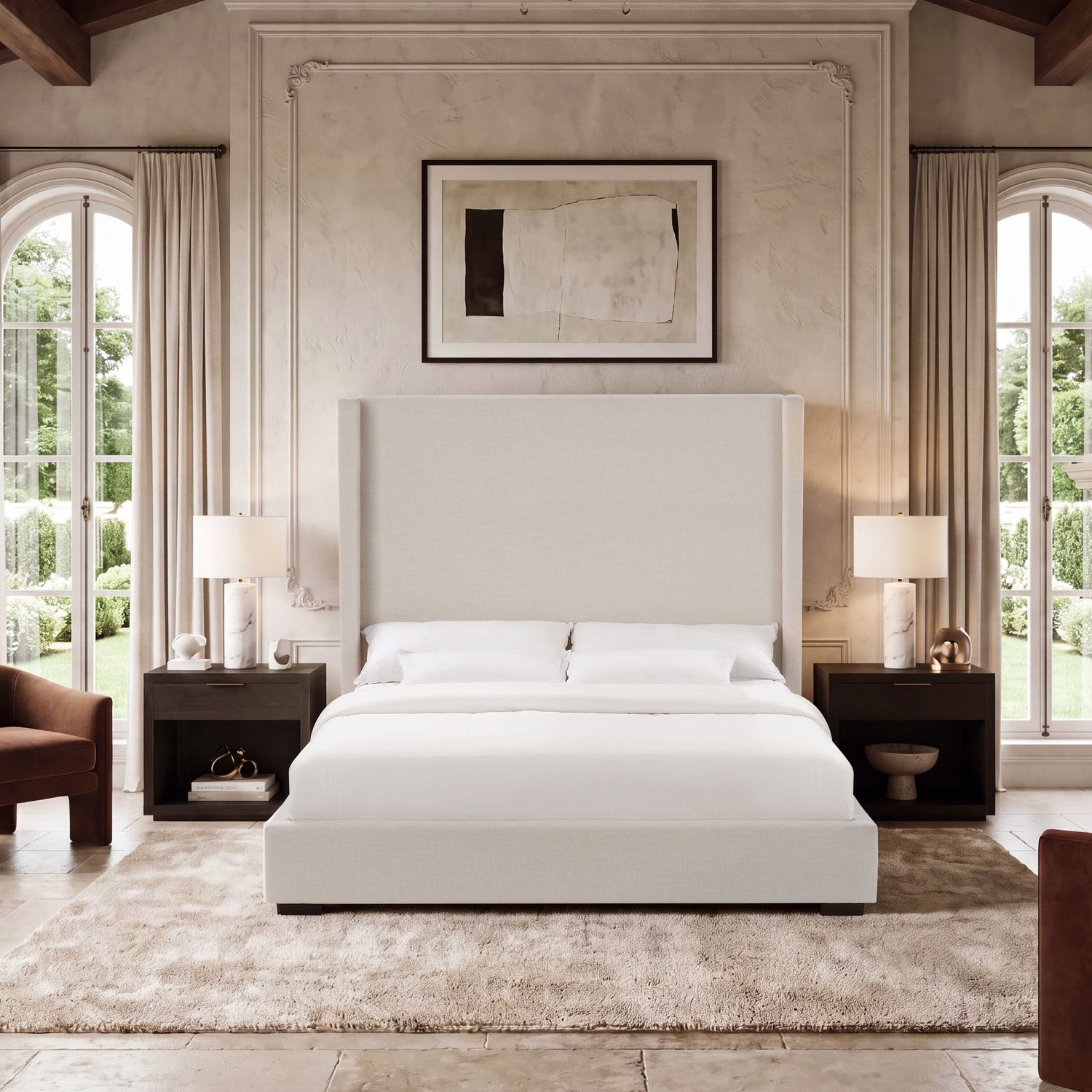 Hampton - Upholstered Platform Bed With Tall Headboard