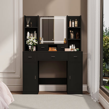 43.31&quot; Newly Designed Smart Mirror Dressing Table With Drawers And Storage Cabinet, Dressing Table With Dressing Pad For Bedroom, Dressing Room