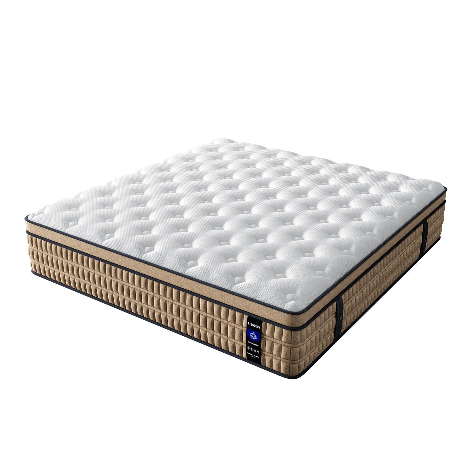 14" King Mattress Hotel Collection Hybrid Mattress With Gel Memory Foam &amp; Pocket Springs - Brown / White