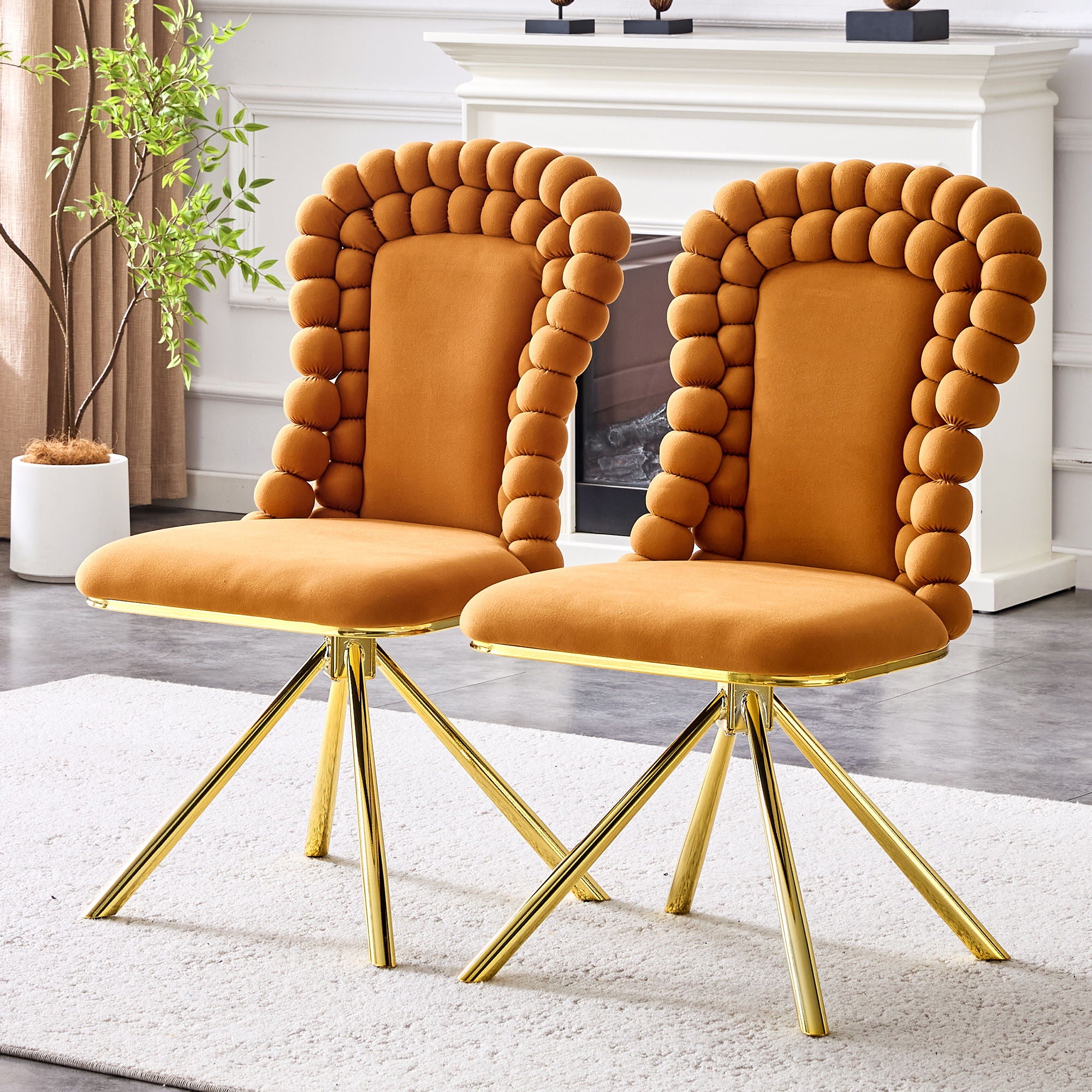 Puffy Bubble, Ball Chain Chair For Dining Room &amp; Kitchen (Set of 2)