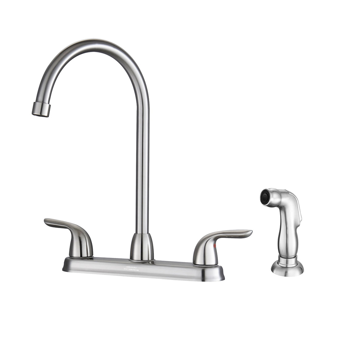 Kitchen Sink Faucet With 2 Handles And Pull Out Side Sprayer, 4 Hole Installation