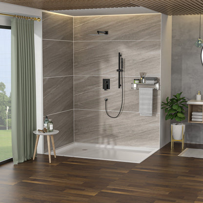 Wall Mounted Square Shower System With Adjustable Slide Bar, Rainfall Shower Head, 10 &quot; - Oil-Rubbed Bronze