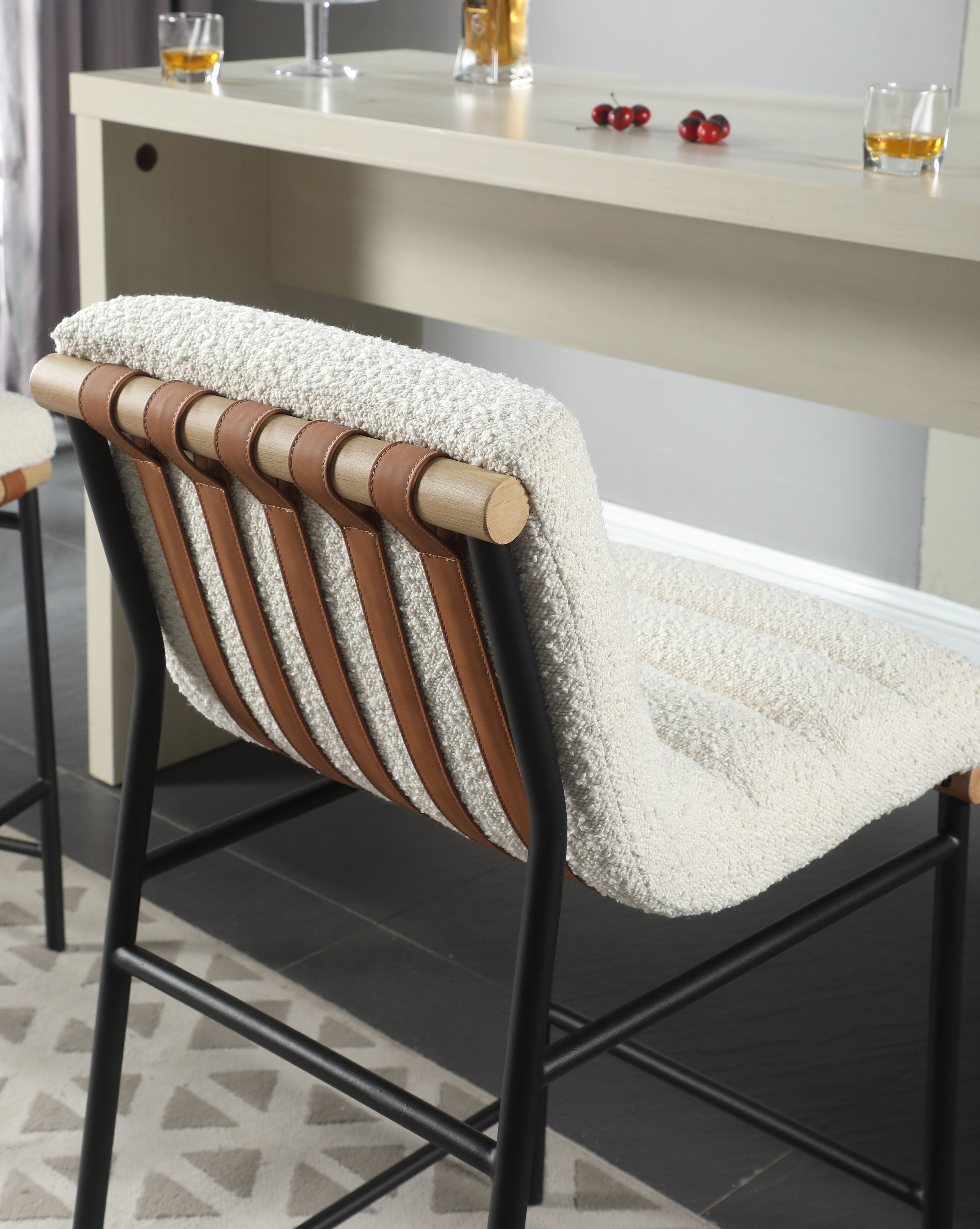 Lahni - 17&quot; Boucle Fabric Counter Height Chair