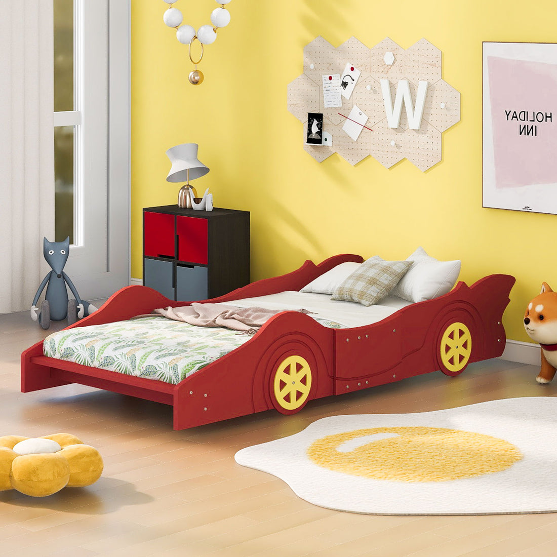 Race Car Shaped Platform Bed &amp; Wheels