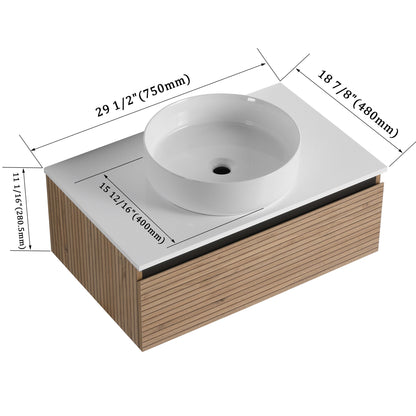 Wall Mounted Bathroom Vanity With Art Sink &amp; 1 Soft Close Drawer