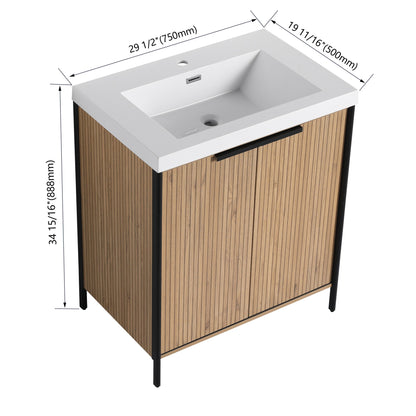 Modern Freestanding Bathroom Vanity With Resin Sink &amp; Soft Close Cabinet Doors