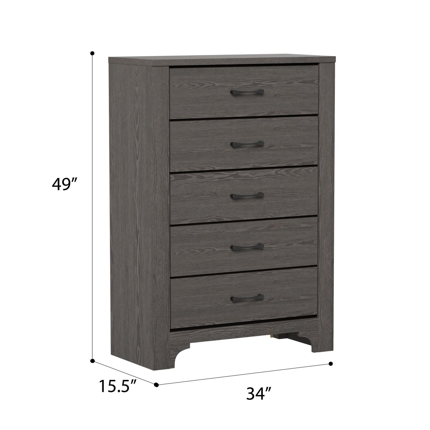 5 Drawer Dresser - Gray / Brown