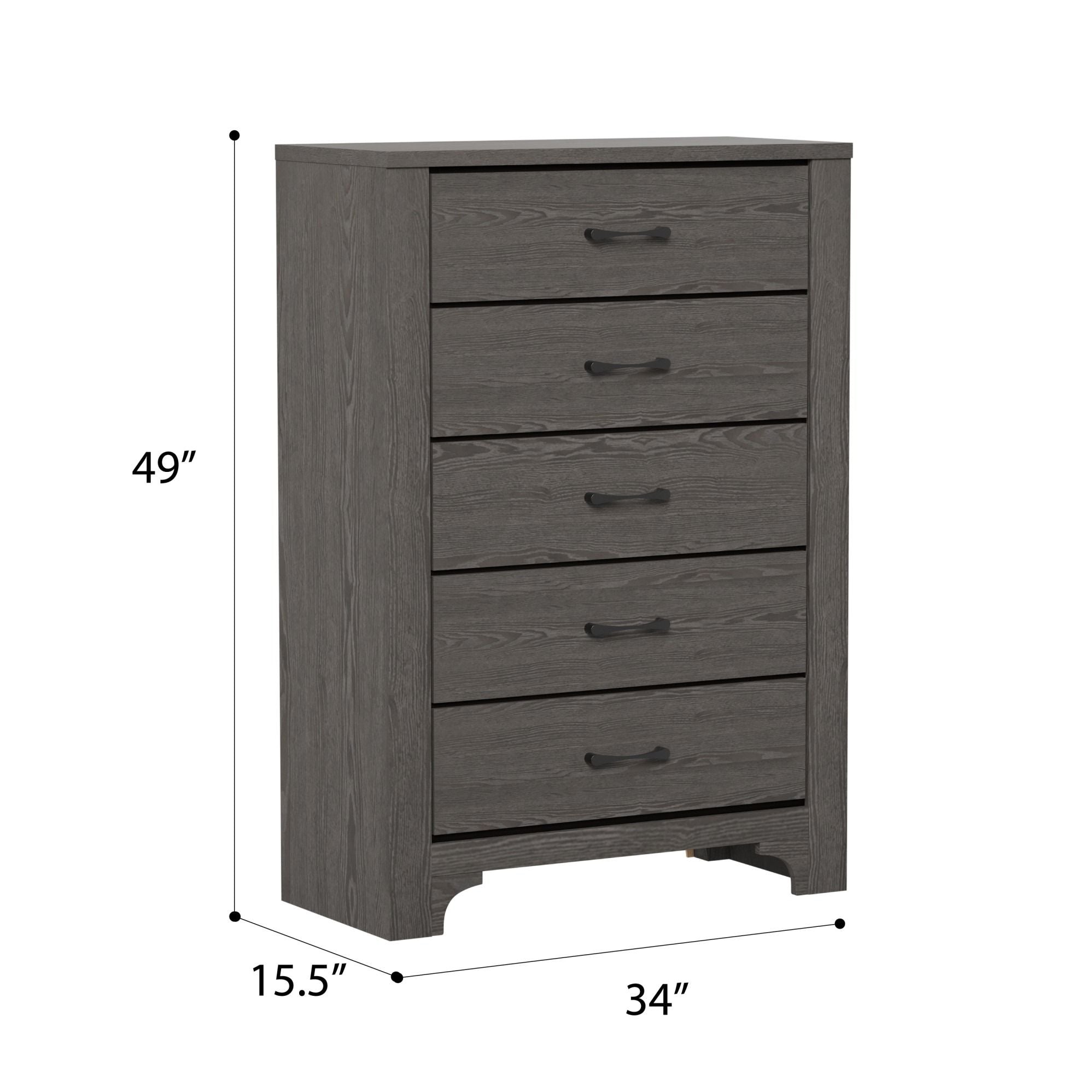 5 Drawer Dresser - Gray / Brown