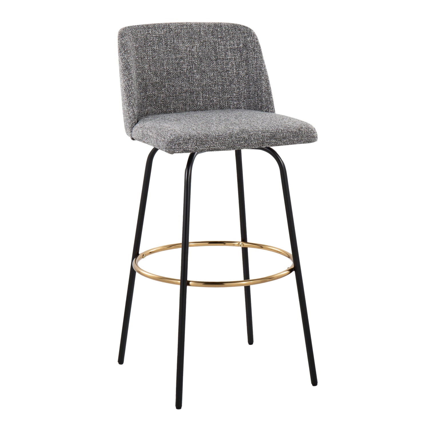 Toriano - Contemporary Fixed Height, Barstool With Swivel &amp; Round Footrest (Set of 2)