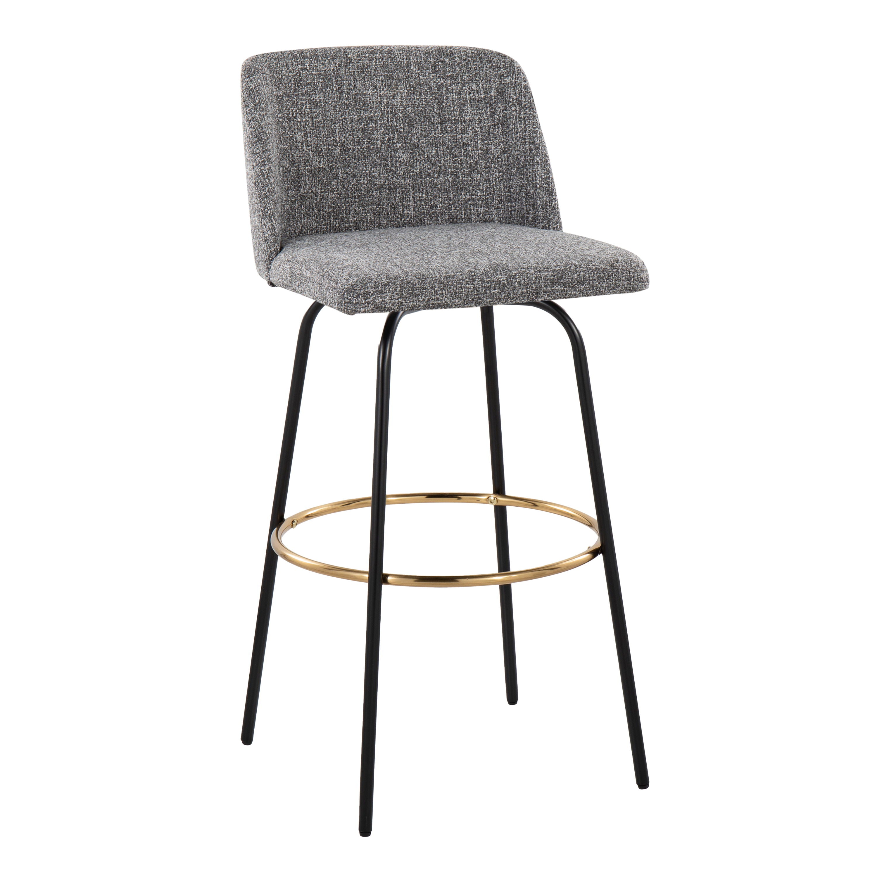 Toriano - Contemporary Fixed Height, Barstool With Swivel &amp; Round Footrest (Set of 2)