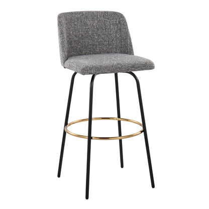Toriano - Contemporary Fixed Height, Barstool With Swivel &amp; Round Footrest (Set of 2)