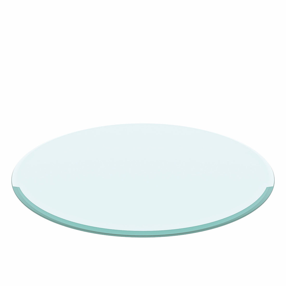 Round Tempered Glass Table Top Clear Glass, Thick Beveled Polished Edge - Black