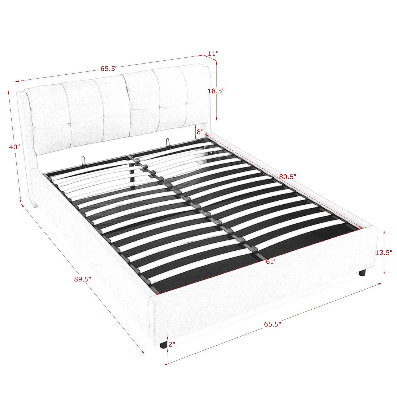 Storage Upholstered Hydraulic Platform Bed With Integrated Headboard