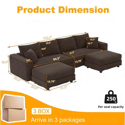 Modern Comfy Upholstered Sofa Cloud Couch &amp; Deep Seat Couches