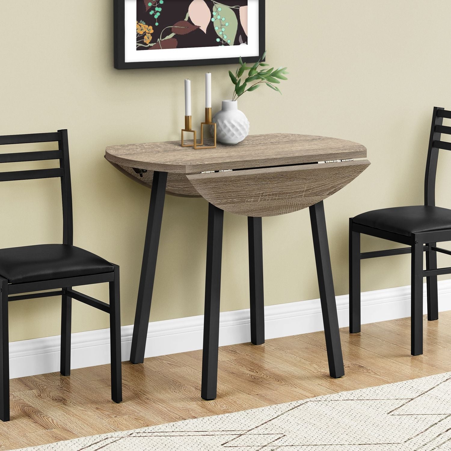 3 Pieces Dining Table Set, Small, Drop Leaf, Contemporary &amp; Modern