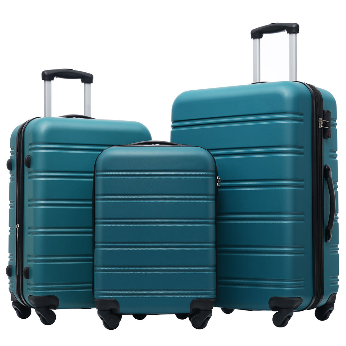 Hardshell Luggage Sets 3 Pieces Spinner Suitcase With Tsa Lock Lightweight 20&quot; 24&quot; 28&quot; - Antique Blue Green