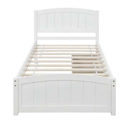 Platform Bed &amp; Headboard, Footboard And Wood Slat Support