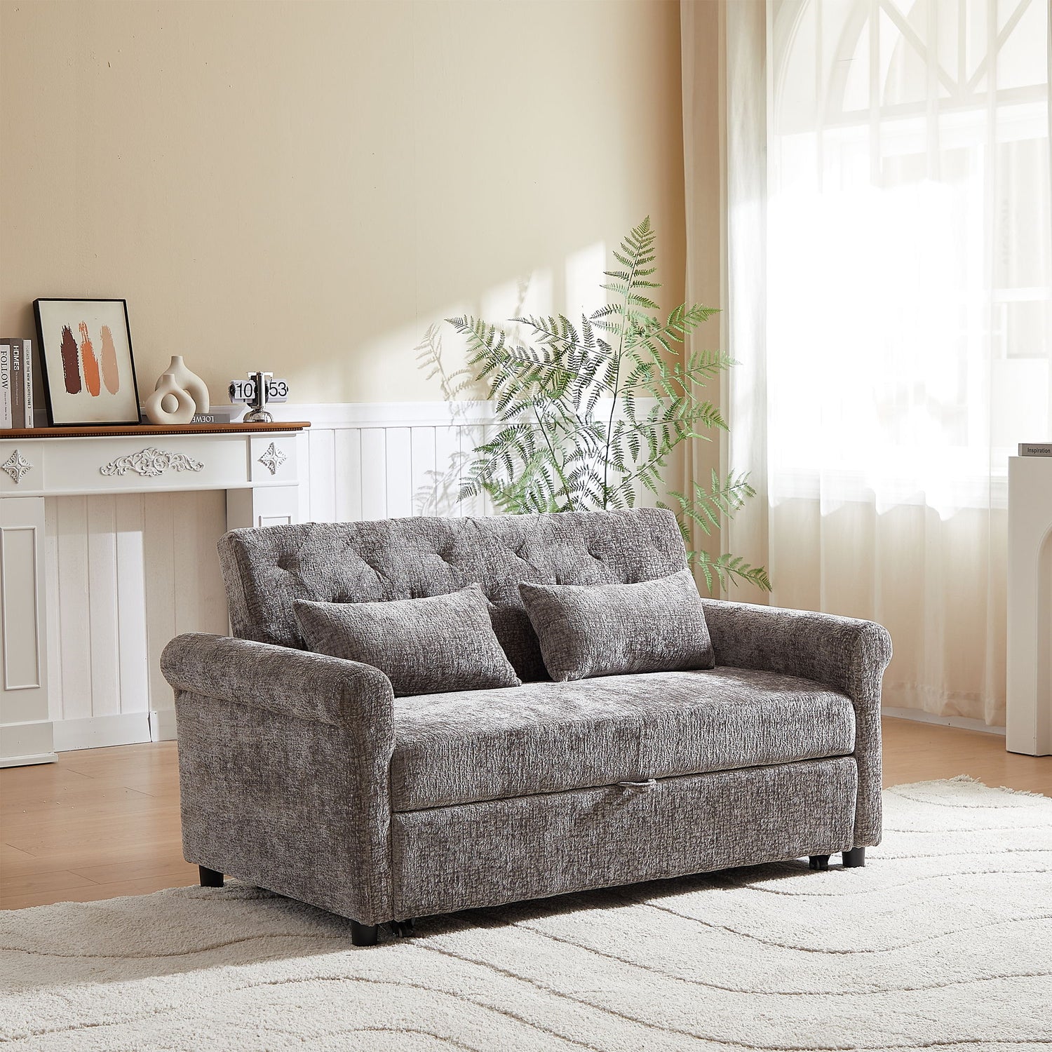 Loveseat Sofa Bed, Pull - Out Couch Sleeper &amp; 2 Pillows