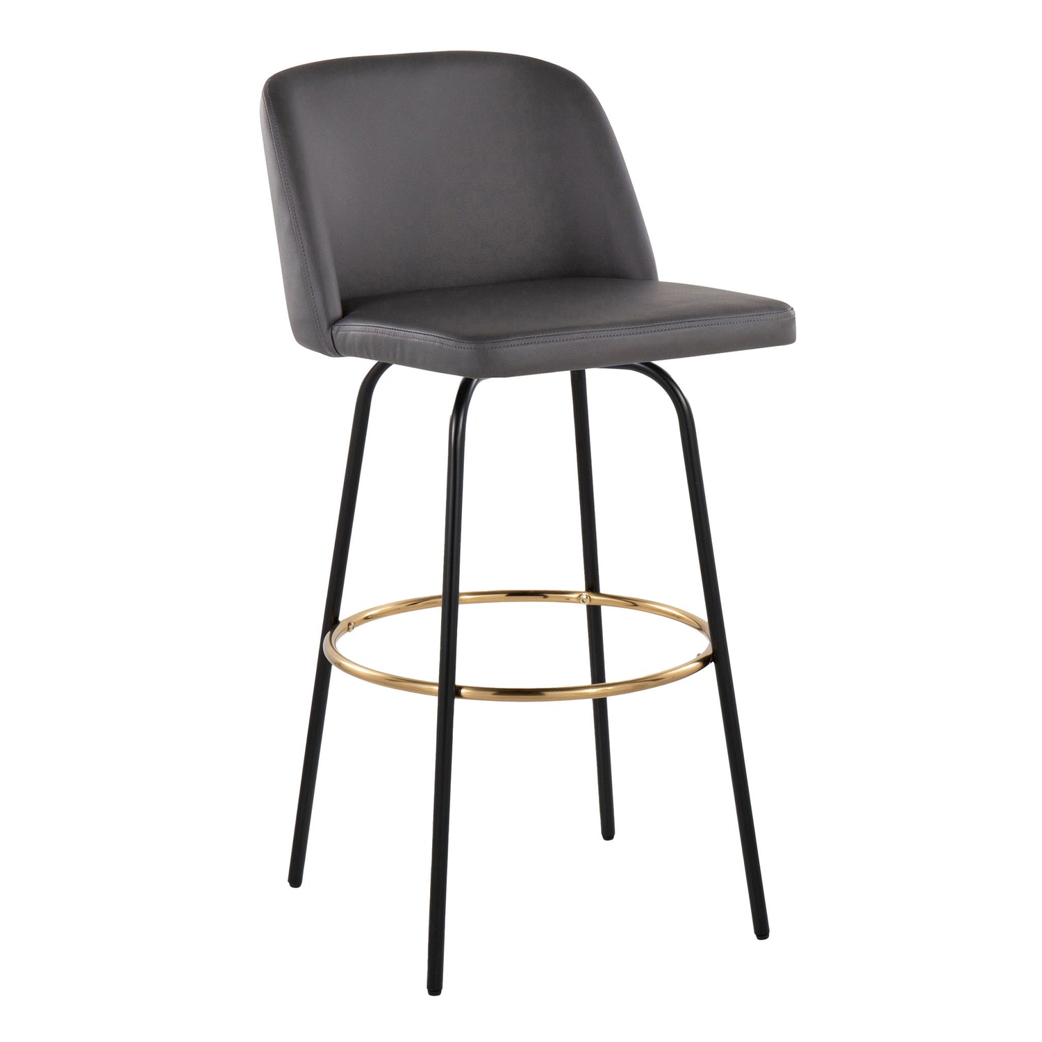 Toriano - Contemporary Fixed Height, Barstool With Swivel &amp; Round Footrest (Set of 2)