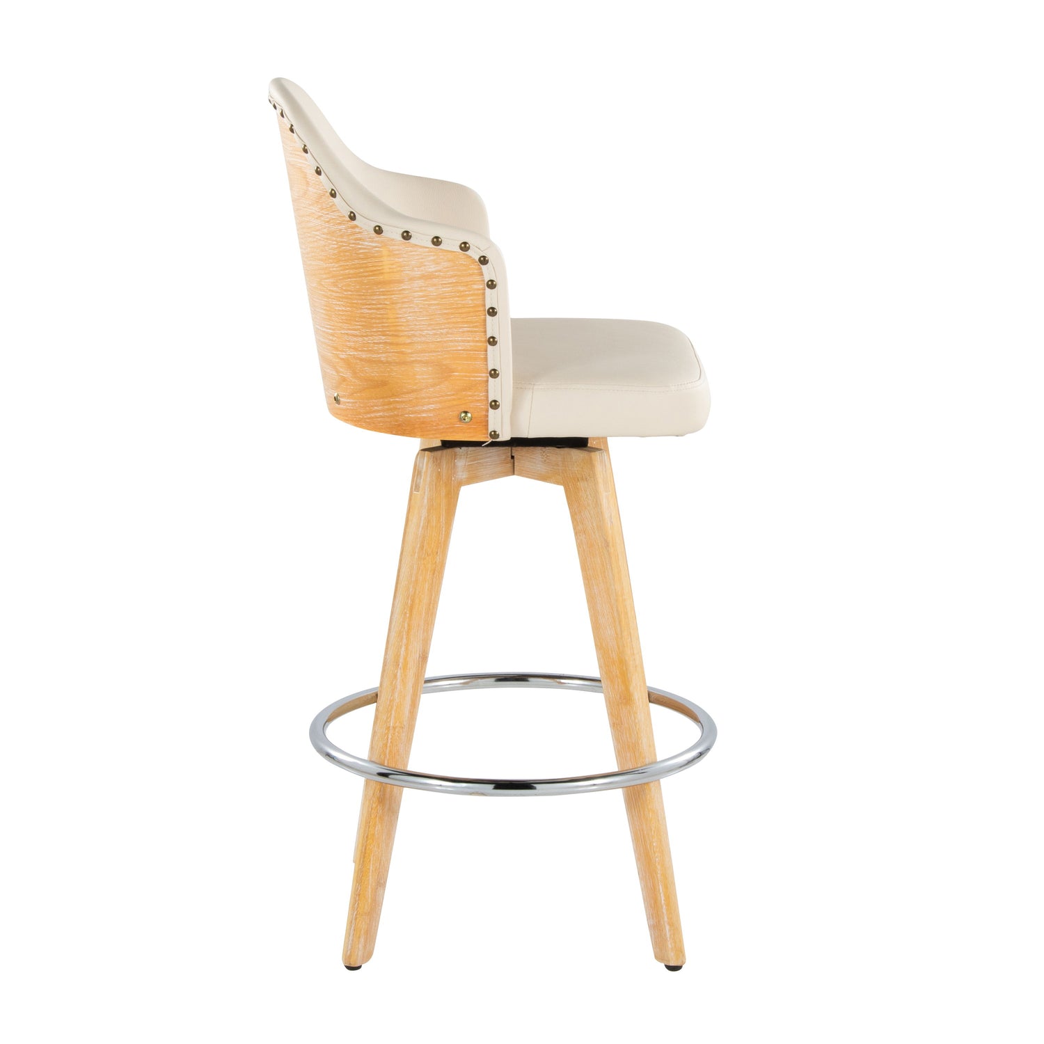 Ahoy - Contemporary Fixed Height Counter Stool &amp; Round Footrest (Set of 2)