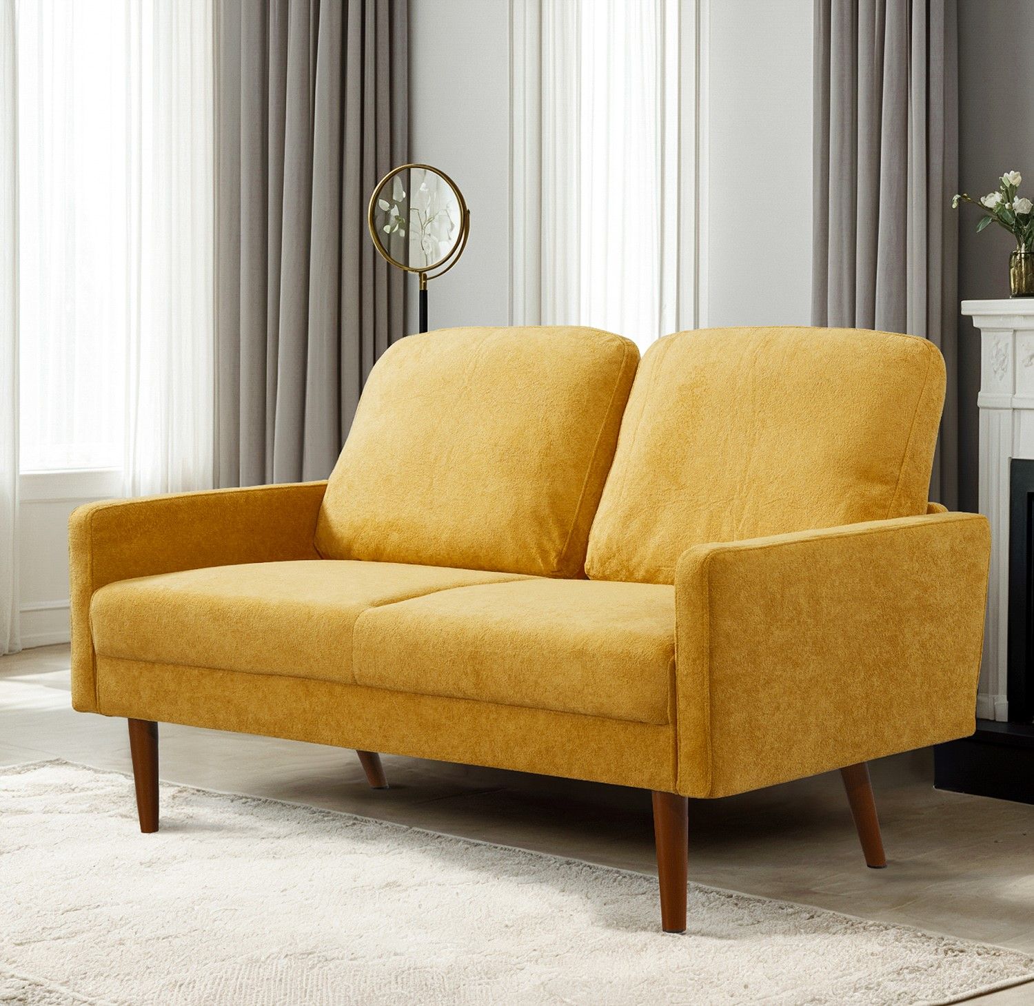 Loveseat Sofa, European Style With Sleek Design, Modern &amp; Vintage Flair, Upholstered 2 Seater Couch