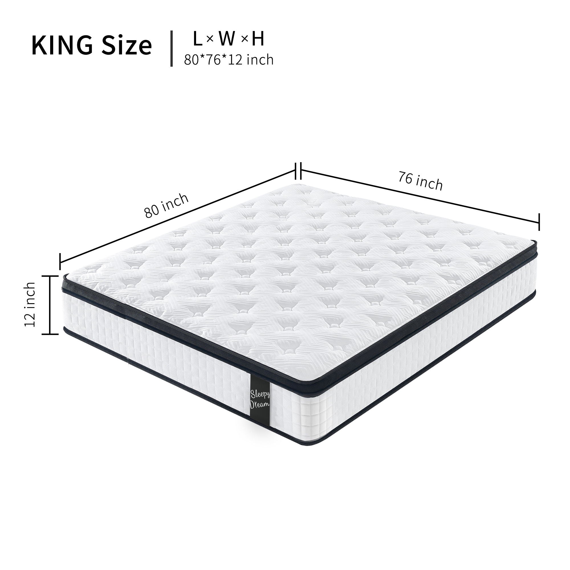 12&quot; Hybrid Mattress Individual Pocket Spring, 7 Zoned Memory Foam