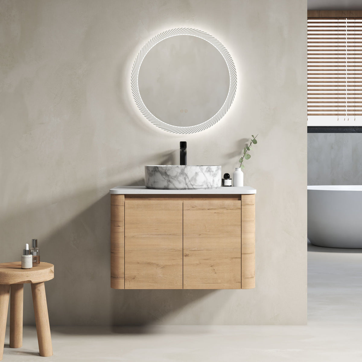 Wall Mounted Bathroom Vanity With Art Sink &amp; 1 Soft Close Door