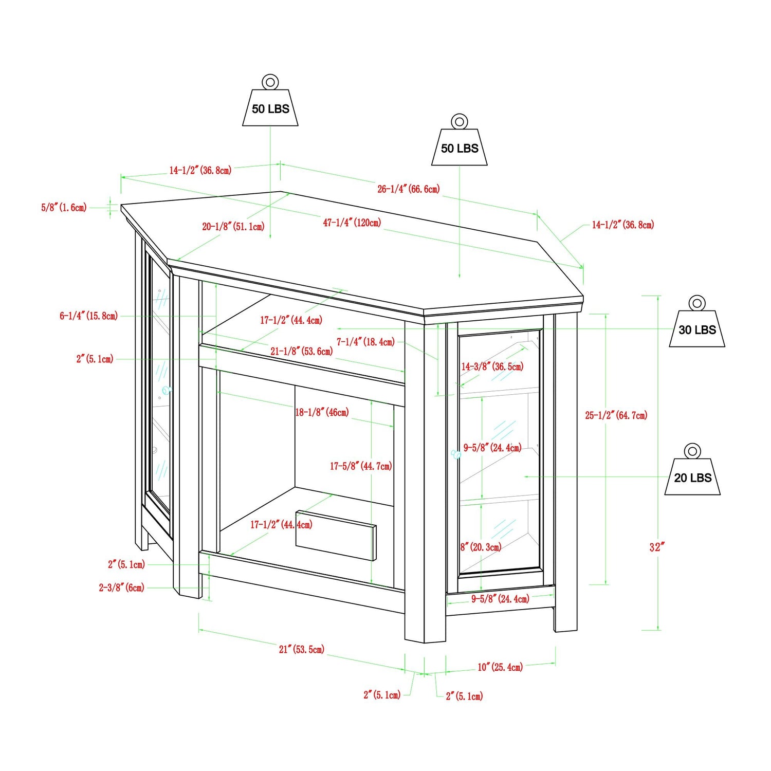 Classic Glass Door Fireplace TV Stand For Tvs Up To 55&quot;