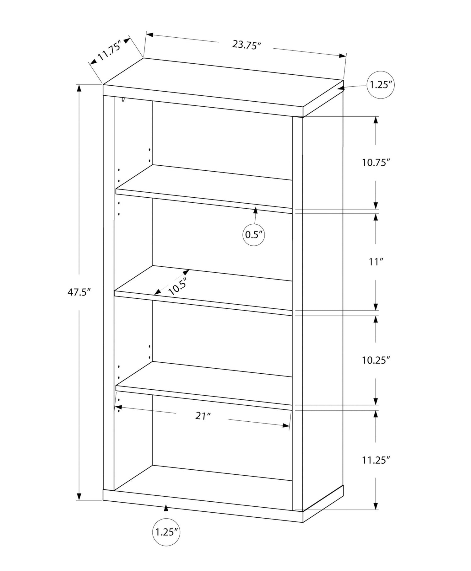 5 Tier For Office Bookshelf, Bookcase, Etagere, Contemporary &amp; Modern
