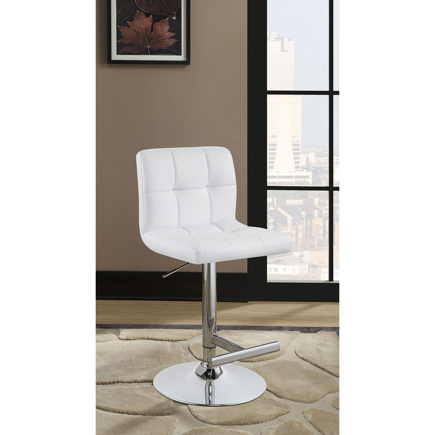 Lenny - Upholstered Adjustable Bar Stool (Set of 2) - White