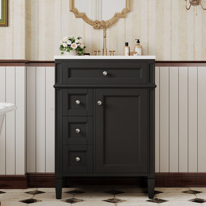 Bathroom Vanity With Top Sink, Storage Cabinet With 2 Drawers And Tip-Out Drawer