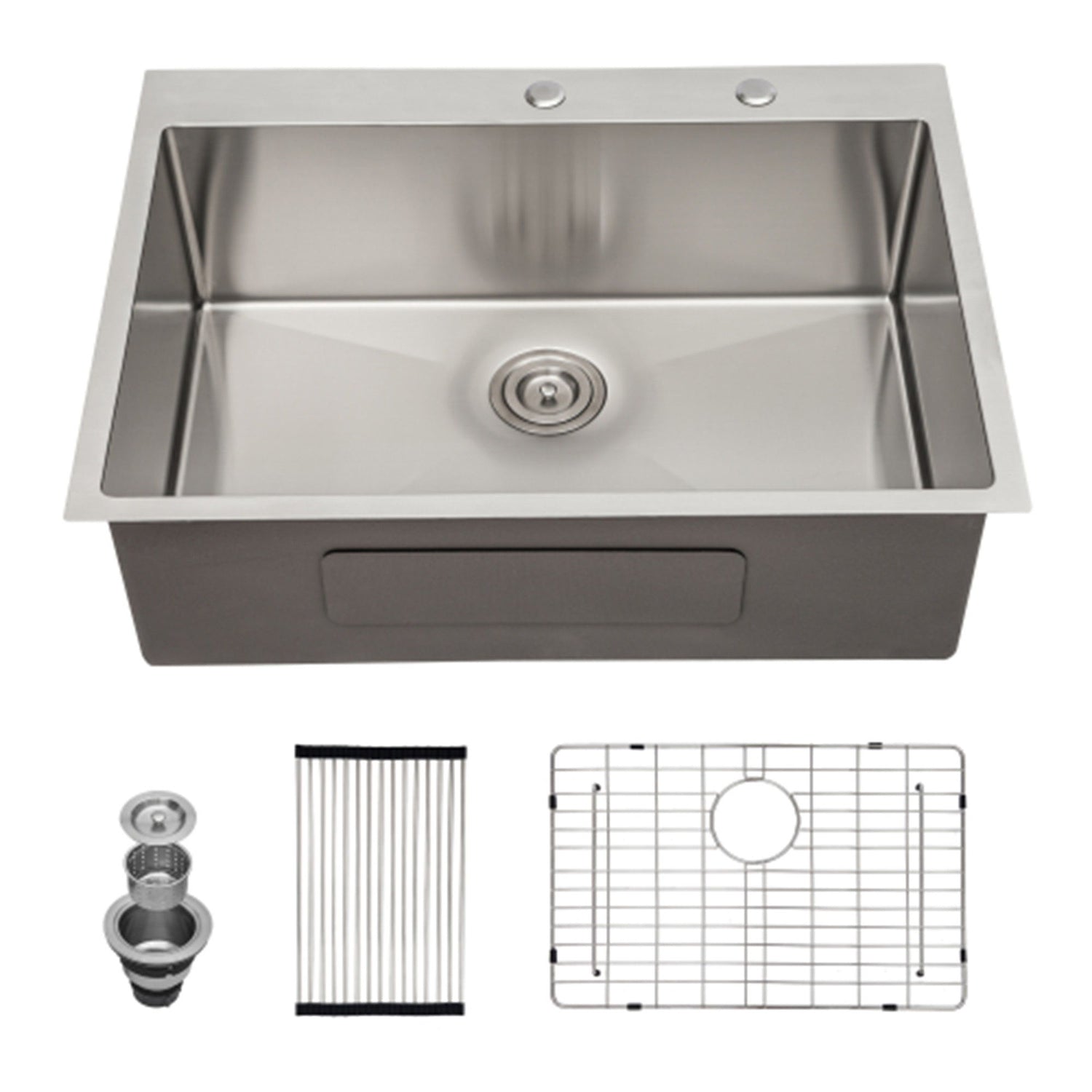 Drop In Kitchen Sink, 16 Gauge Stainless Steel, Single Bowl, Topmount Basin