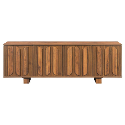 Farmhouse TV Stand, Storage Media Console With Adjustable Shelves &amp; 3 Cable Holes