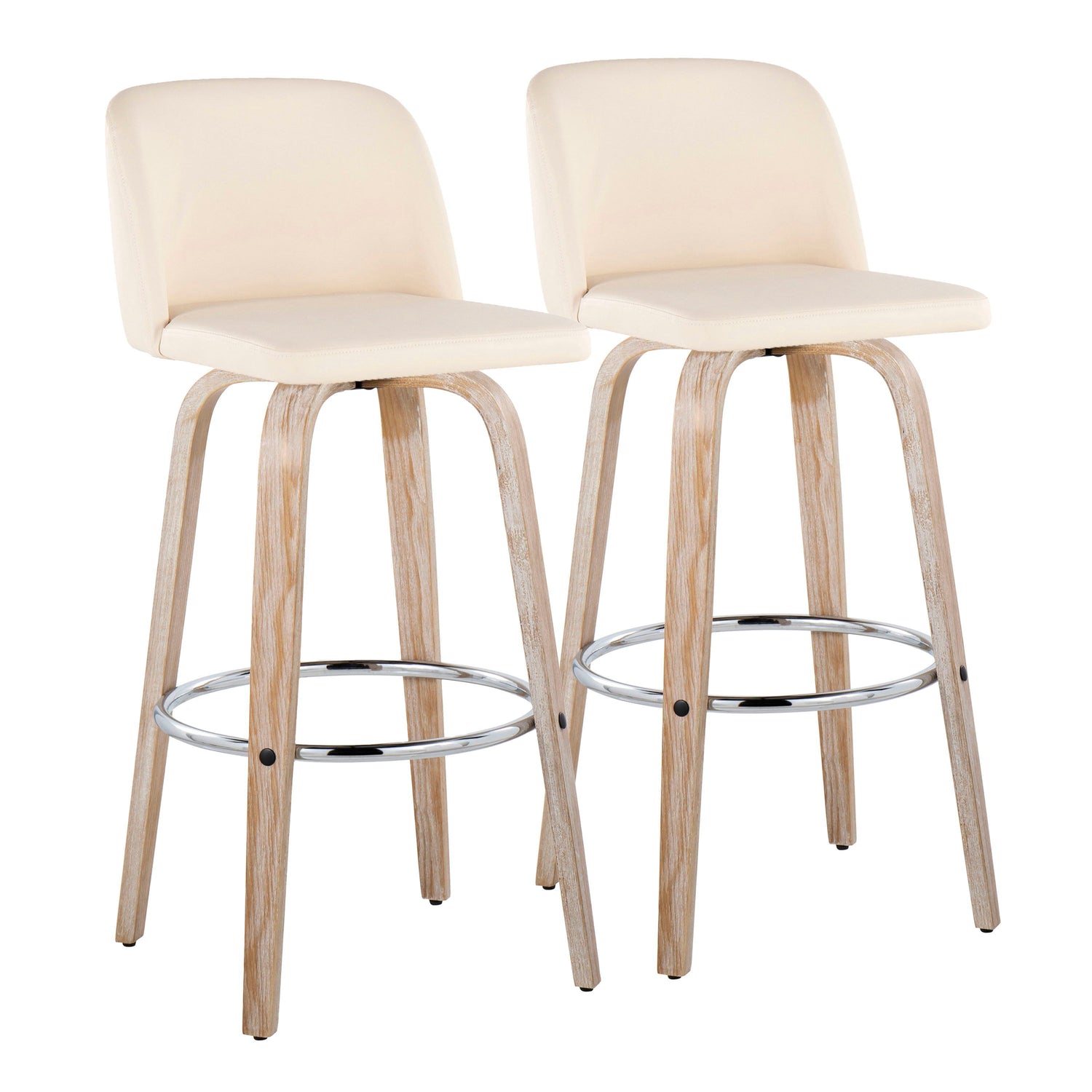 Toriano - Contemporary Fixed Height Barstool With Swivel &amp; Round Footrest (Set of 2)