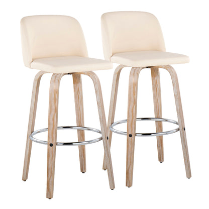 Toriano - Contemporary Fixed Height Barstool With Swivel &amp; Round Footrest (Set of 2)