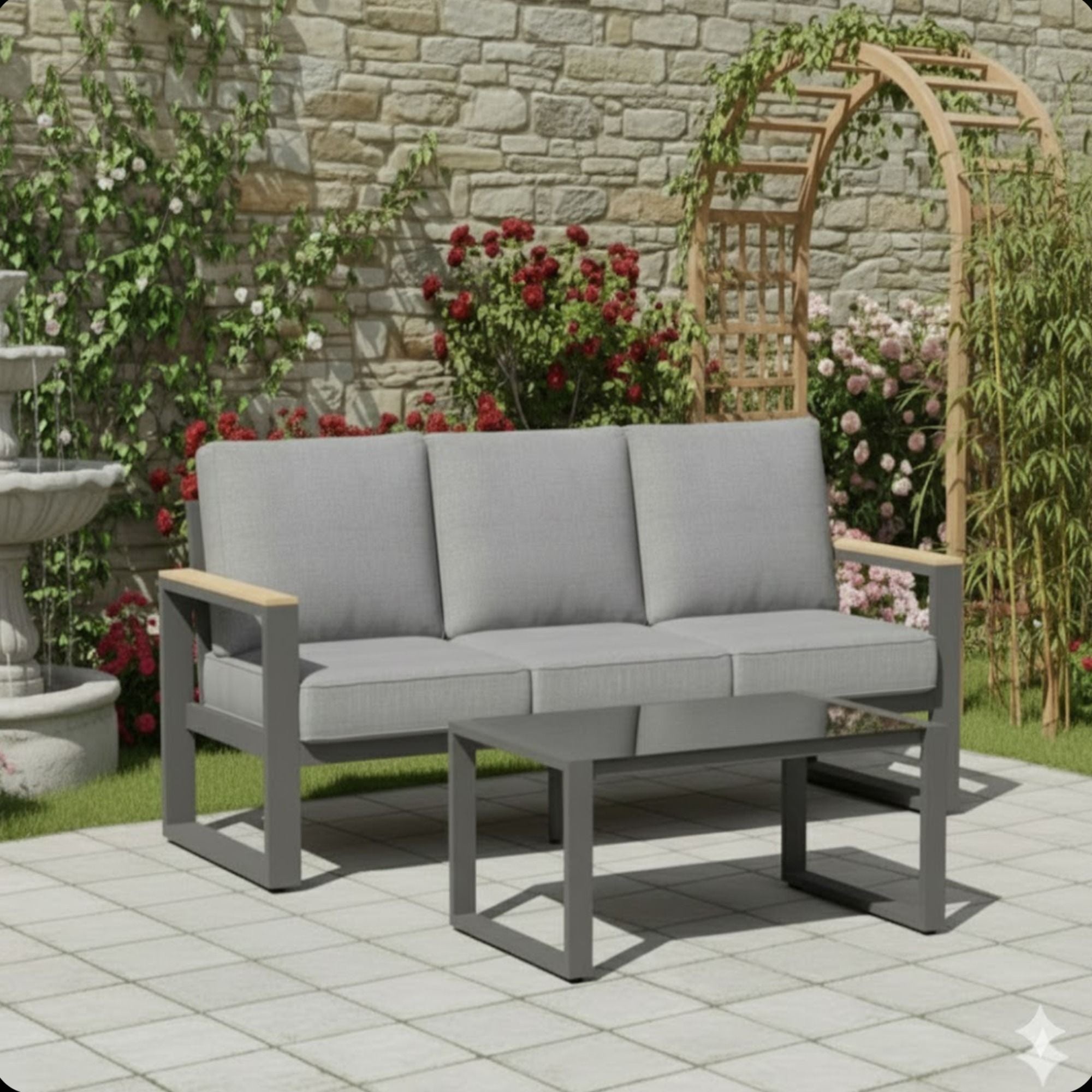 Modern Outdoor Sofa Set With Coffee Table