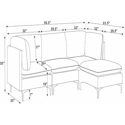 Upholstered Modular Sectional &amp; Tall Legs