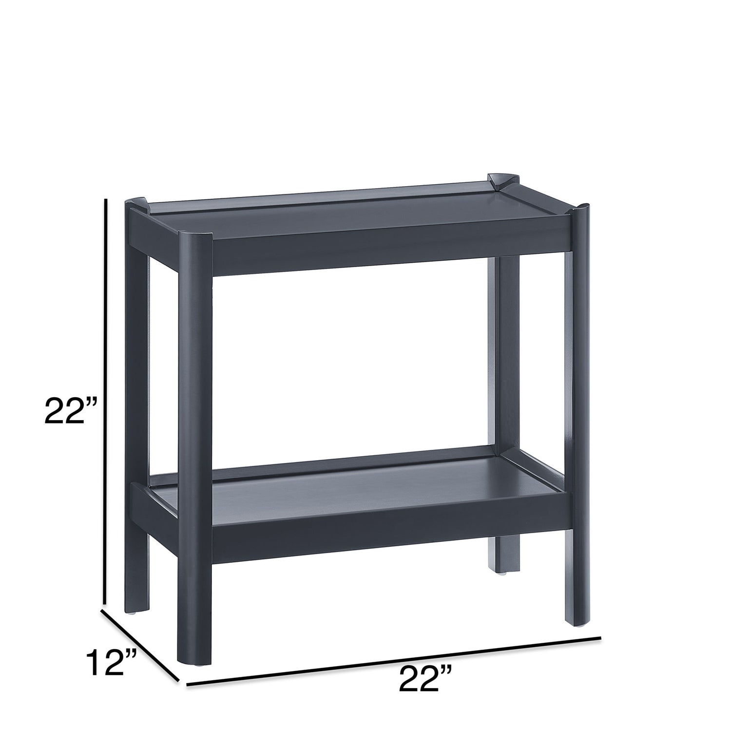 Yonda - Nightstand With 2 Shelves, Poplar And Construction, Design For Bedroom Storage - Black