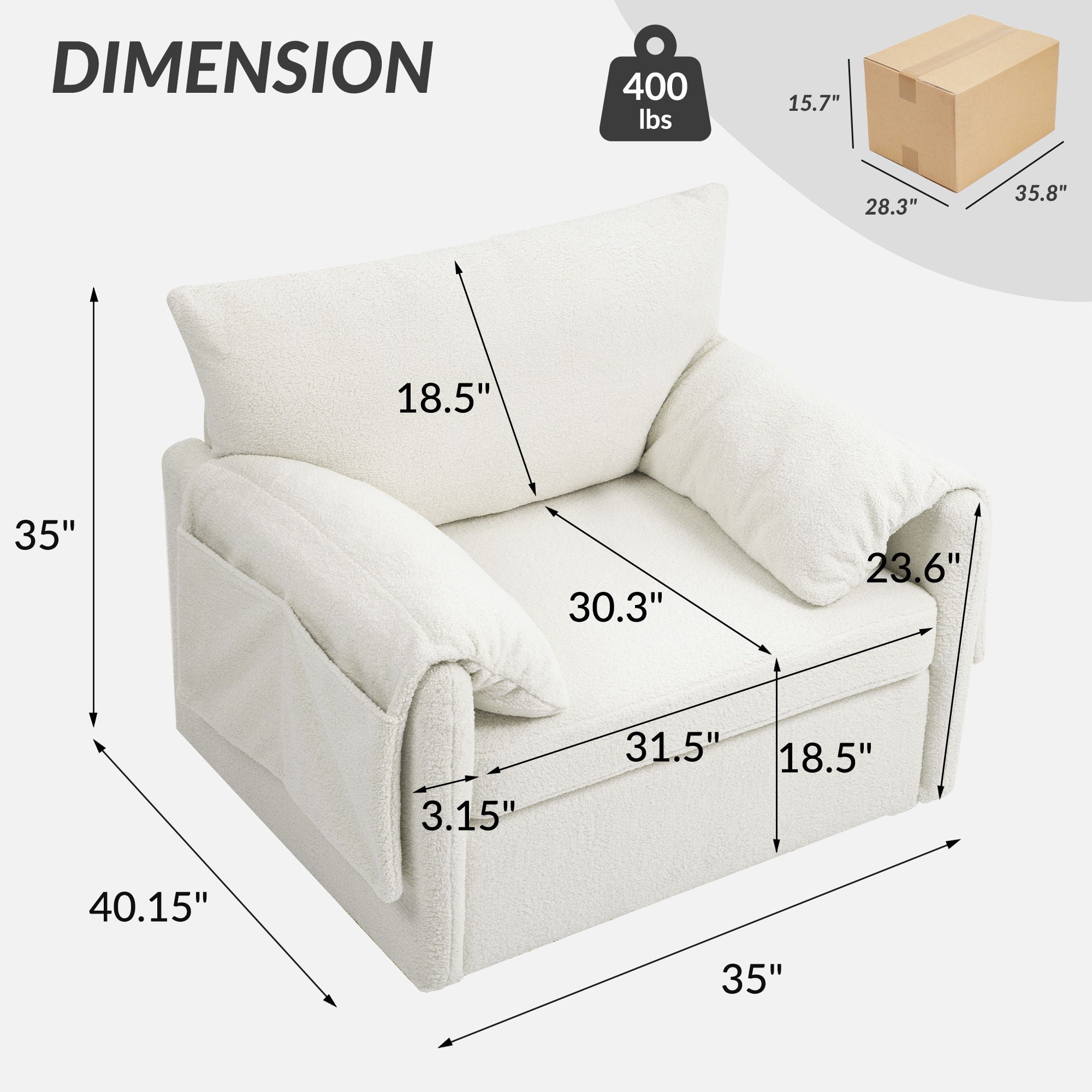 Oversized Swivel Armchair Modern Chair &amp; Single Sofa Lounge, Comfortable Seating For Living Room