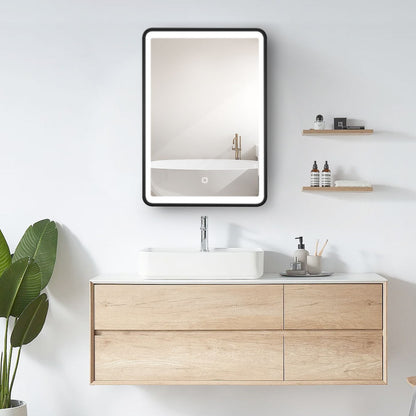 24X30&quot; Led Black Framed Wall Mount Medicine Cabinet With Mirror Anti - Fog Function 3 Colors With Light - Black