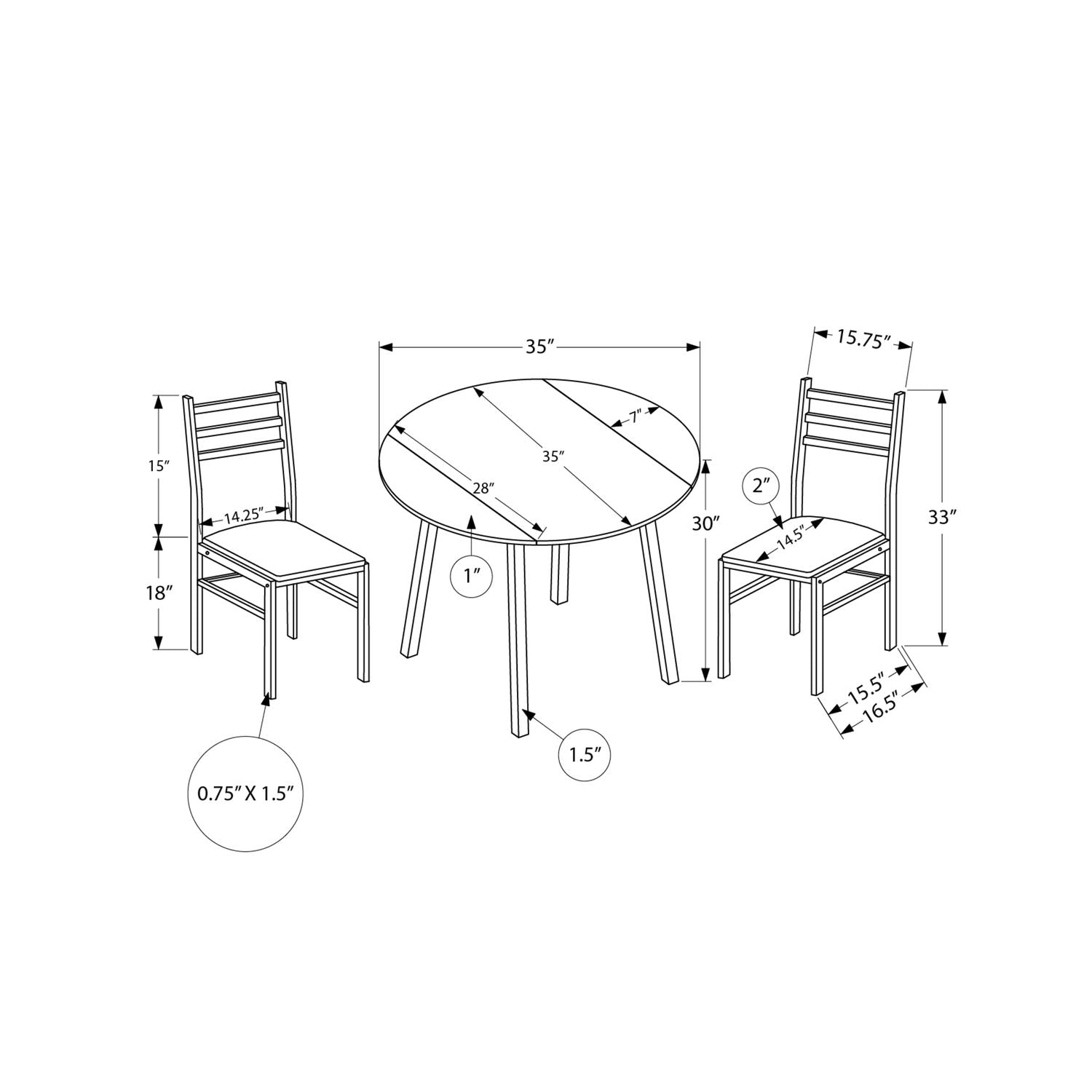 3 Pieces Dining Table Set, Small, Drop Leaf, Contemporary &amp; Modern