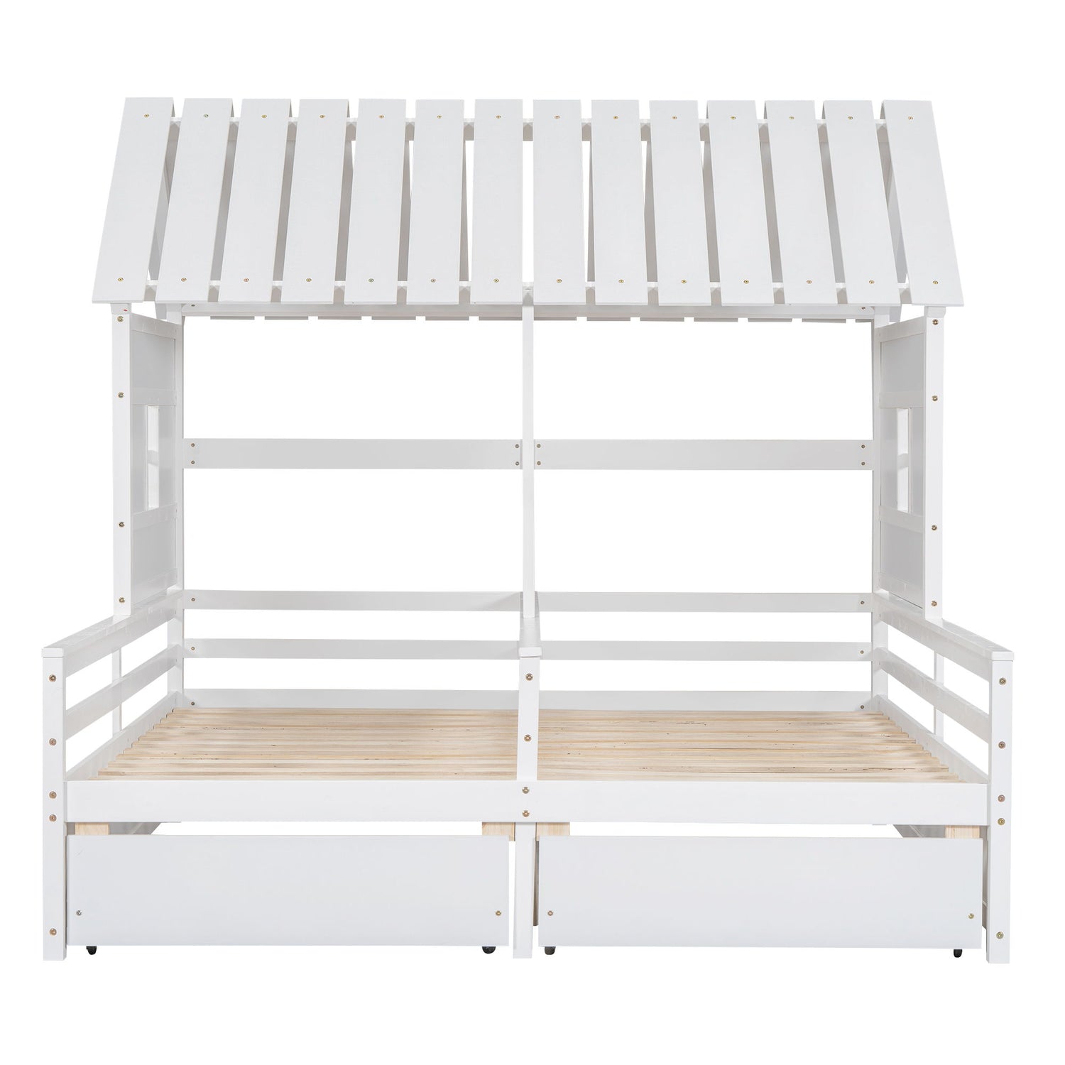 House Platform Beds With 2 Drawers, Side By Side Design